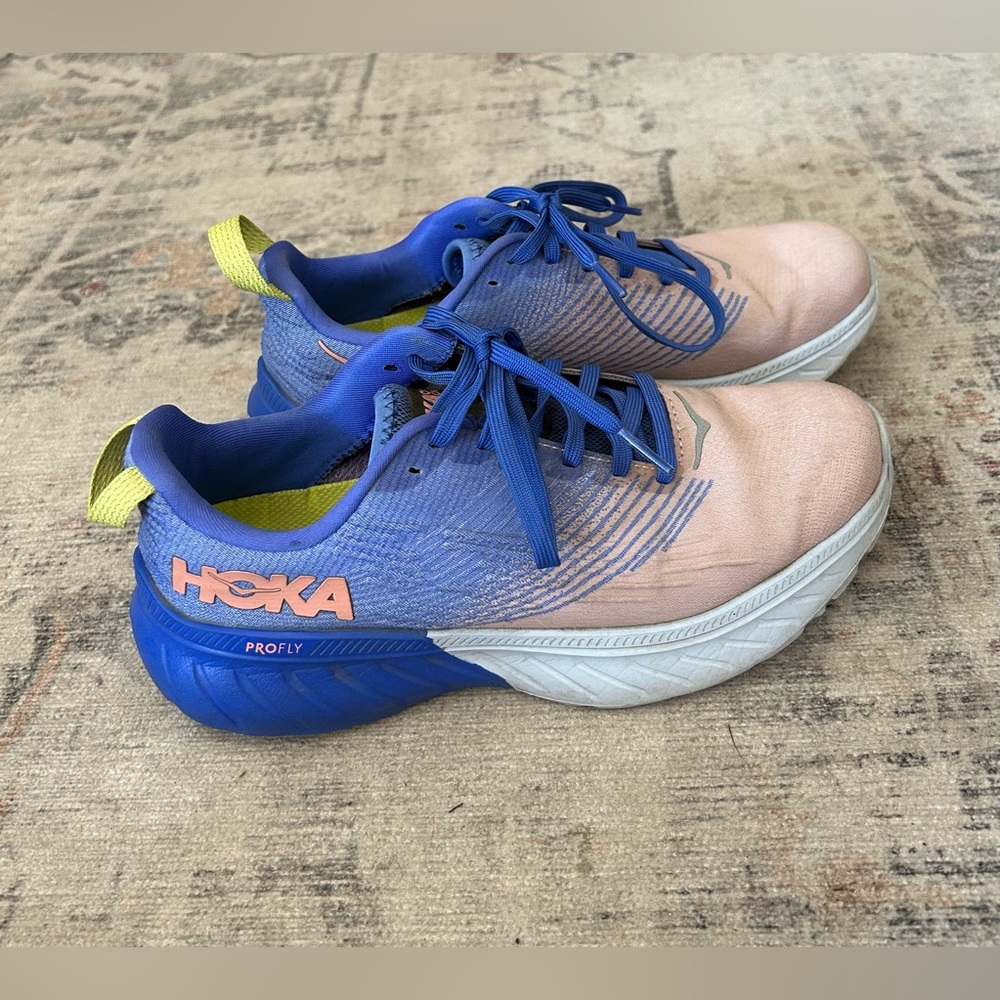Hoka One One Mach 3 Blue/Pink Women’s Athletic Sneakers | Size 8